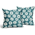 thumbnail image 5 of Teal Pillow Covers 20X20 Inch White Floral Daisy Geometry Decorative Couch Pillow Cases Spring Summer Flower Decorative Throw Pillows Set of 2 Rustic Home Decor for Room Couch Porch Patio, 5 of 6