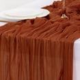 thumbnail image 6 of Fall Thanksgiving Table Runner Terracotta Cheesecloth Gauze Burnt Orange Boho Rustic Farmhouse 120 inch 10FT Cheese Cloth Runner for Wedding Party Baby Shower Home Decor Holiday Decorations, 6 of 12