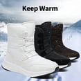 thumbnail image 3 of Naierhg 1 Pair Mid-Tube Adjustable Lace-up Anti-slip Thick Sole Waterproof Women Boots Winter Warm Plush Lining Snow Boots for Home Black, 3 of 8