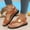 Light Brown, variant on LTTVQM Women's Sandals Metal Accent Toe Loop Elastic Ankle Strap Low Wedge Casual 2026 Summer Shoes Beige 36(US-5.5)
