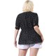 thumbnail image 5 of Blude talgrande pamujer con cuello en V y lunares, mancorta, peplum Negro 3X, 5 of 6