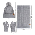 thumbnail image 4 of 3 Pcs Winter Satin Silk Lined Beanie Hat Long Knit Scarf Touchscreen Wool Gloves Set for Women Men, 4 of 4