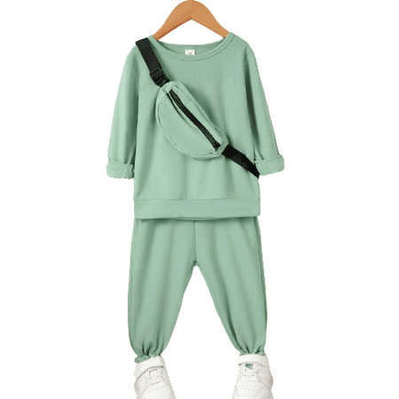 

MIKRDOO Baby Boys Outfits 4 Years Toddler Boys Solid Color Long Sleeve 5 Years Boys Pants 2Pcs Clothes Set Green
