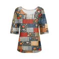 thumbnail image 5 of Tittly Boho Tops for Women, 3/4 Sleeve Shirts for Women Dressy Tunic Tops Casual Wear with Floral, Womens V Neck T Shirts, Women'S Fashion Clothing Gray M, 5 of 5