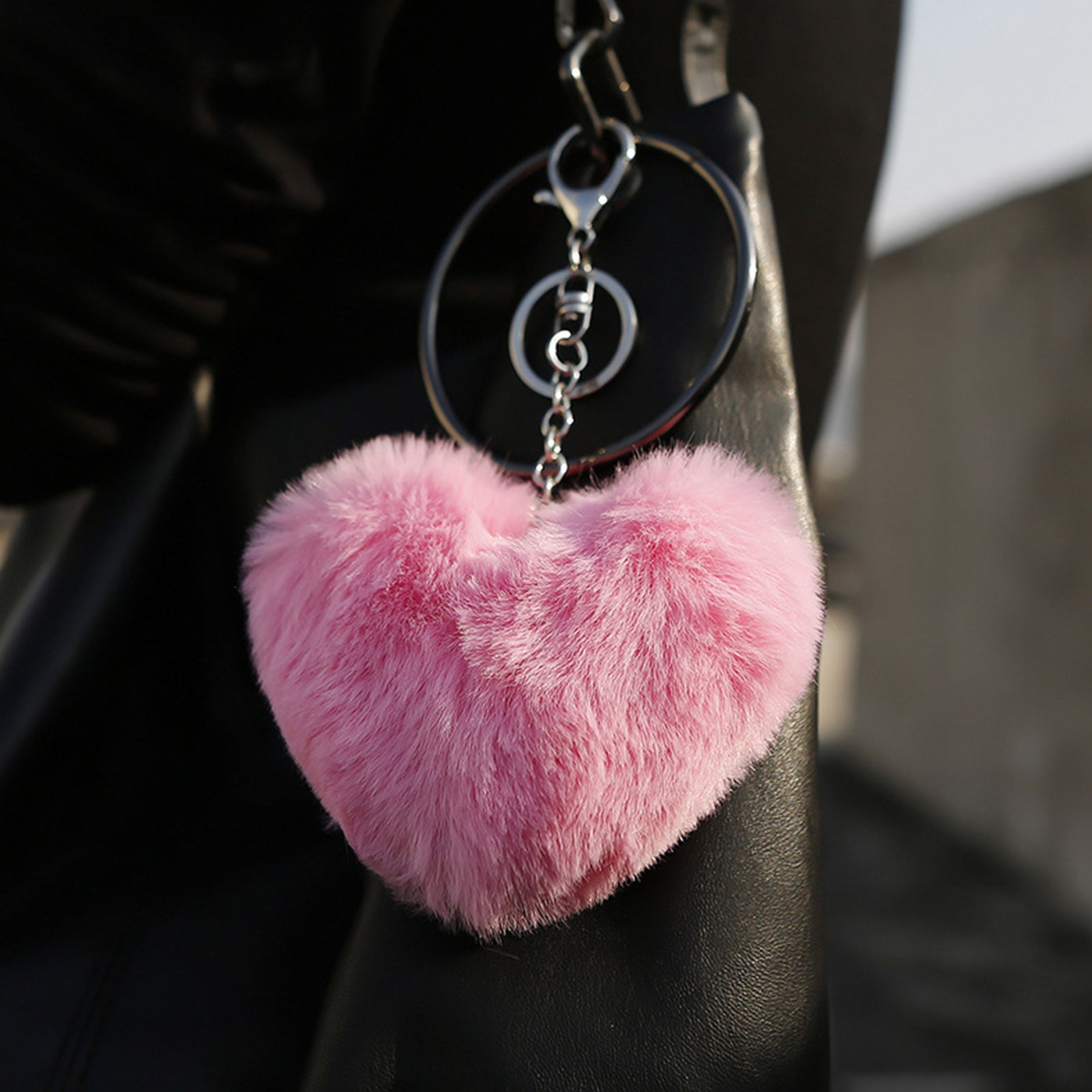 Women Girls Hanging Faux Fur Creative Bag Pendant Pompom Keychain Keyring Gifts 