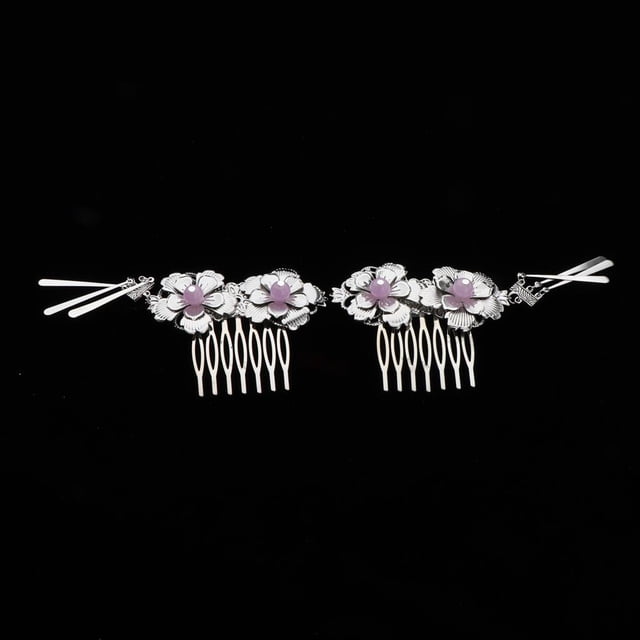 2 Uds., Elegante de cabellero Lateral con de Cristal para Mujer, Joyería para El cabellero Nupcial - Púrpura, tal se describe BLESIY Flor de la horquilla china