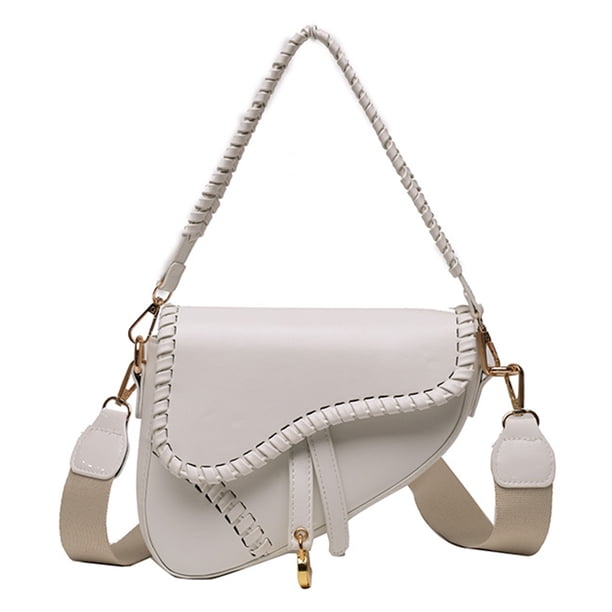 Bolso Hombro Cuero PU para Mujer Bolso Hombro Con Dos Correas Bolsos (blanco)