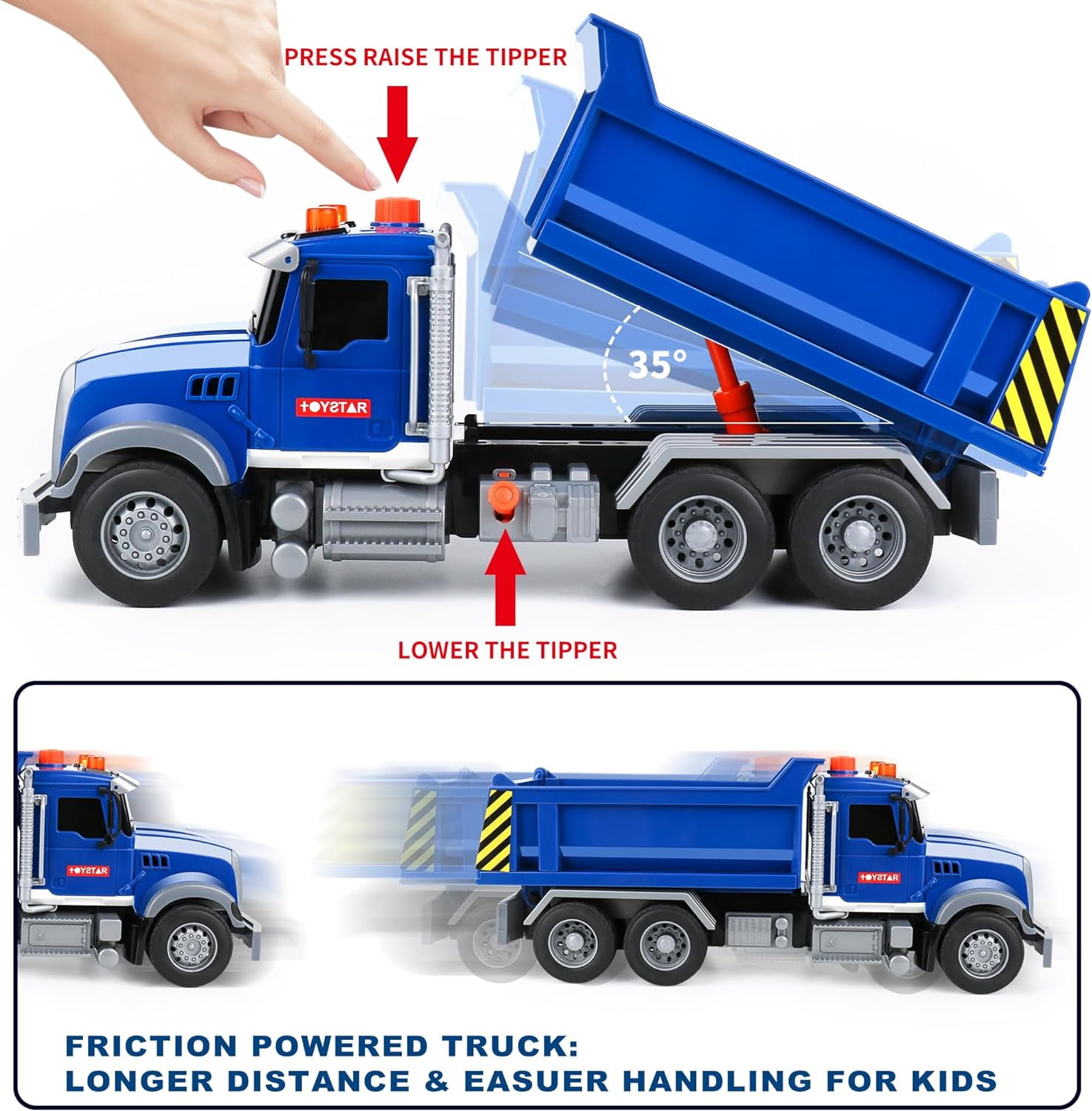 Toddler Truck Toys for Boys Age 3-6, Dump Truck with Lights and Sounds for Kids Boy Christmas Birthday Gift