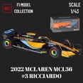 thumbnail image 2 of Bburago-modelo de coche F1 2022 con casco, escala 1:43, McLaren, Alfa Romeo, Red Bull Racing, Ferrari, Mercedes, réplica de juguete en miniatura Fivean unisex, 2 of 2