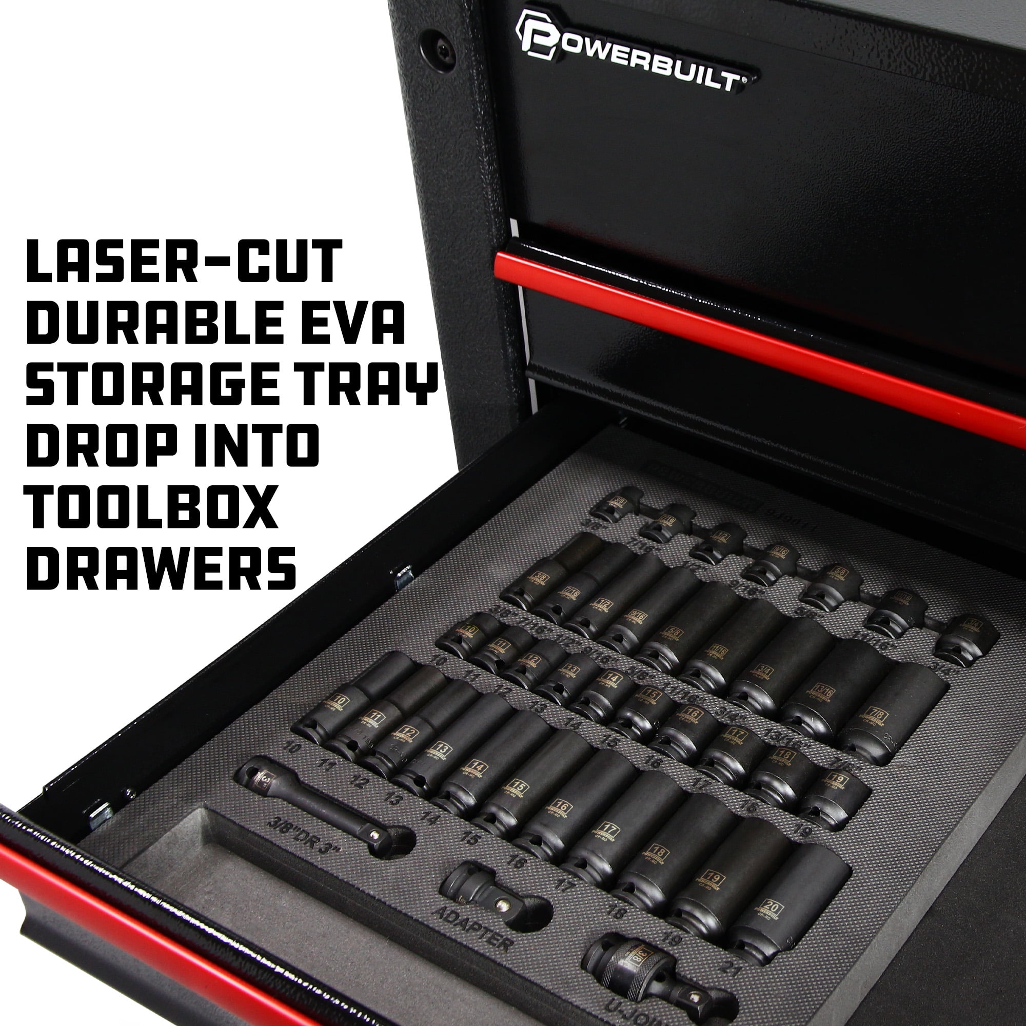 Powerbuilt 40 Piece 3/8 Inch Drive 6 Point SAE & Metric Pro Tech Impact Socket Set - 949011