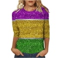 thumbnail image 1 of PMUYBHF T-Shirt Mode Décontracté Col Rond Carnaval Imprimé 3D Manches Sept Quarts pour Femmes 2583 m, 1 of 5