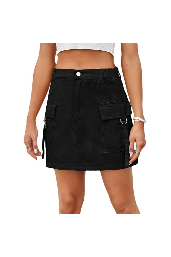 Jeans Kilt for Womens Casual Summer Denim Shorts Skirts High Waist Mini Short a Word Skort with Pockets S-XXL