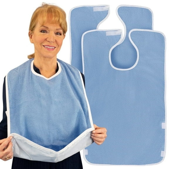 Waterproof Apron Set for Men,Women for Eating with Adjustable Strap - Washable Reusable Large Terry Cloth