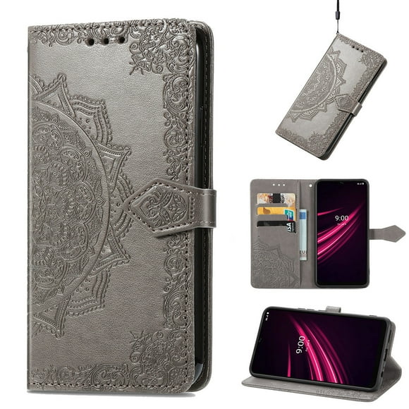 Dteck for Samsung Galaxy A15 5G Wallet Phone Case,Embossed PU Leather Magnetic Clasp Case with Credit Card Slots Holder Phone Cover with Strap for Samsung Galaxy A15,Gray