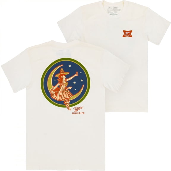 Miller High Life Girl in The Moon Front and Back Print Cream T-Shirt-Medium
