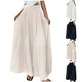 thumbnail image 5 of Women's Casual Wide Leg Pants Ladies' Casual Loose Solid Color Wide Leg Pleated High Waisted Pants Women's Pants, S-2XL, 5 of 5