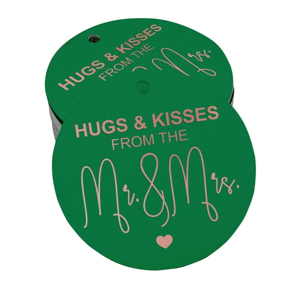 Inkdotpot Hugs & Kisses From The Wedding Bottle Tag Real Rose Gold Foil Favor Hang Tags 100 Pack