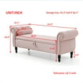 thumbnail image 6 of Xukmct Rectangular Velvet Storage Stool with Solid Wood Legs and 1 Pillow, Perfect for Home, Bedroom, Light Pink, 6 of 6