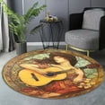 thumbnail image 6 of Round Rug, Nouveau Vitrail Femme1 Soft Washable Carpet, Non-Slip Floor Mat for Living Room Bedroom Home Decor 71 Inch, 6 of 6