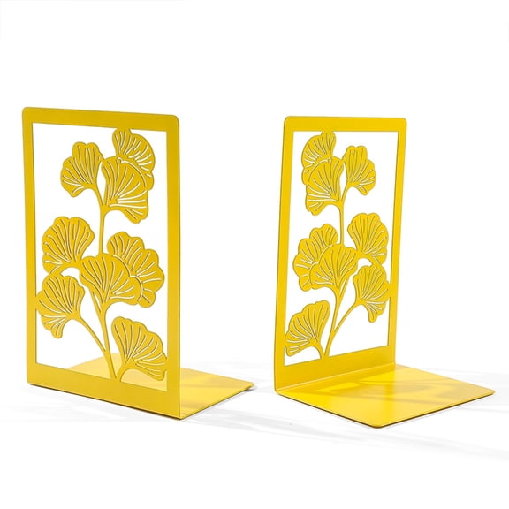 2Pcs Book Ends for Shelves Hollowed Leaf Metal Bookends Heavy Duty Book Stoppers