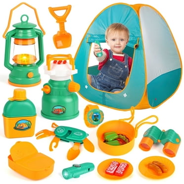 UQN Kids Tent Set with 19 Pieces, Indoor Pop-up Play Tent for Toddlers Boys 3-6 Years, Birthday Christmas Gift for Kids Boys 3 4 5 6 7 Years