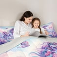 thumbnail image 5 of Erosebridal Rainbow Unicorn Print 7-Piece Bedding Comforter Set,Colorful Blossom Floral King Bedding Sets For Girls Kids,Reversible Light gray, 5 of 7
