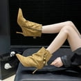 thumbnail image 5 of Brown Ladies Brown Suede Boots With Pointed Toe For Casual, 5 of 8