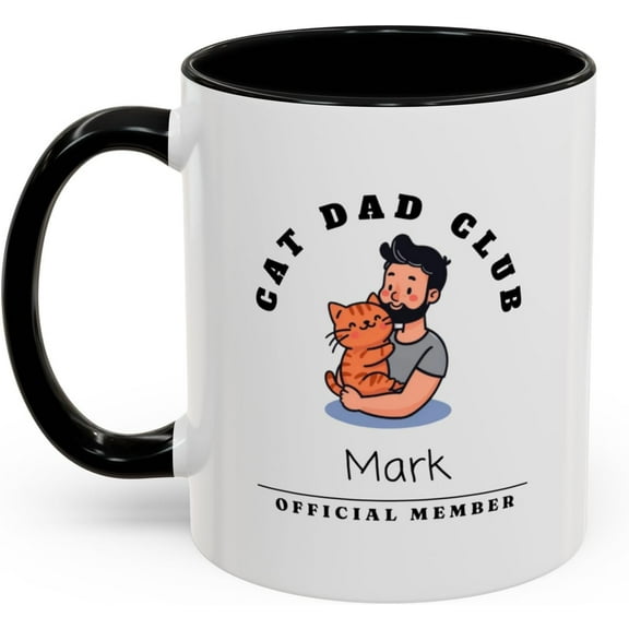 Personalized Coffee Mug, Custom Cat Dad Club Mug, Gift for Cat Lover, Christmas Gift, 11oz White Ceramic Mug