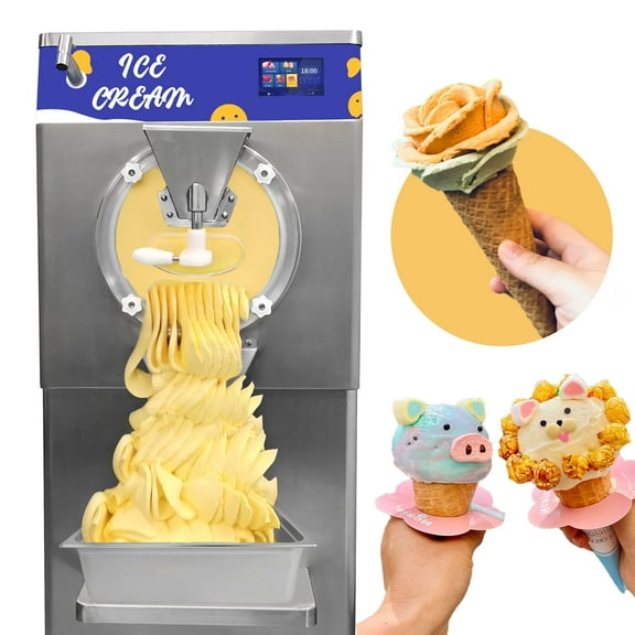 Mvckyi Frozen Fruit Yogurt Batch Freezer, Gelato Machine Commercial, 60L/h 16Gallon Per Hour Hard Serve Ice Cream Maker, 5 Programs Mult-Function Ice Cream Machine for Snack Bar 3000W