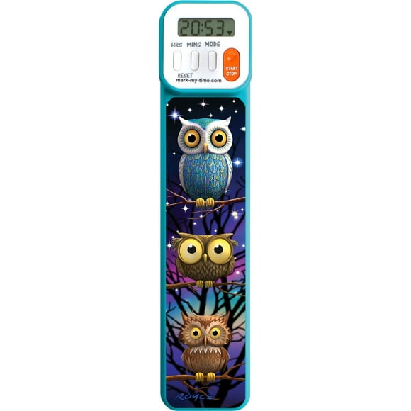 Mark-My-Time 3D Owls Digital Bookmark and Reading Timer - Blue