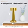 thumbnail image 3 of Bell + Howell Chelsea Table Lamp Small Cordless Touch LED Rechargeable Lamp for Bedside Desk Nightstand Gold - pack of 2, 3 of 8