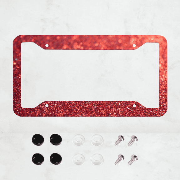 1 Piece, Red Crystal License Plate Frame, Red Sand License Plate Frame, Front And Rear License Plate Cover, Suitable For All Vehicle Decoration, Us Canada Standard Size, 12x6 Inch