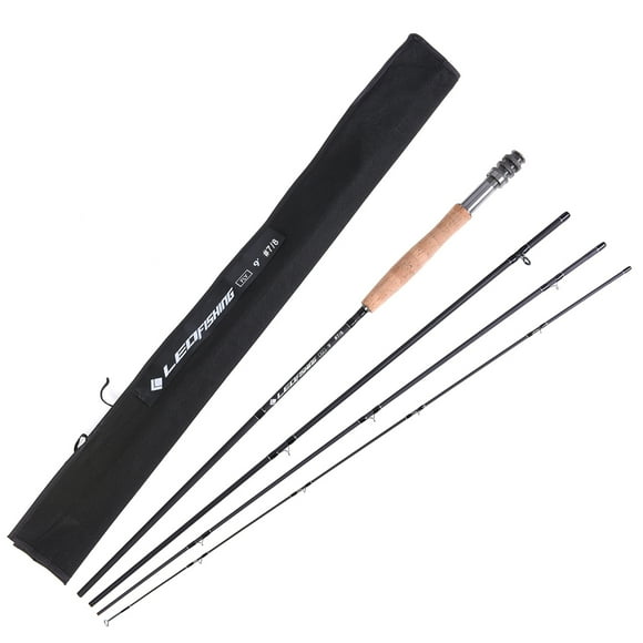 LEO 4-Section 9ft Fly Fishing Rod with Carbon Fiber Build & Cork Handle, Lightweight & Durable for #7/8 Line, 2.7M Length, 75cm Retracted, Includes Storage Sack