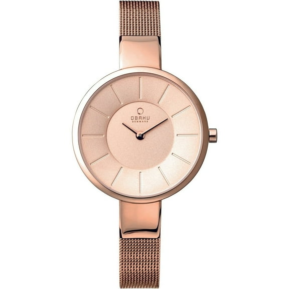 Obaku Womens Watch Rose Gold Dial Stainless Steel V149LXVVMV Water Resistant