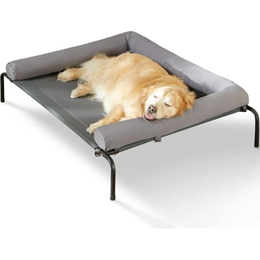 Large Elevated Cooling Dog Bed, Raised Dog Cot Beds for Large Dogs, Elevated Outdoor Pet Bed, Chew Proof Portable Cooling Pet Cot with Skid-Resistant Feet and Breathable Mesh