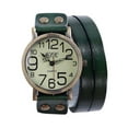thumbnail image 2 of Reloj de pulsera de cuero de vaca verde vintage para hombres y mujeres, reloj de vestir de cuarzo con pulsera, 2 of 2
