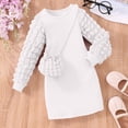 thumbnail image 3 of Auroural Girls Long Sleeve Knit Dress with Matching Mini Crossbody Bag Round Neck Ribbed Casual Outfit, 3 of 9