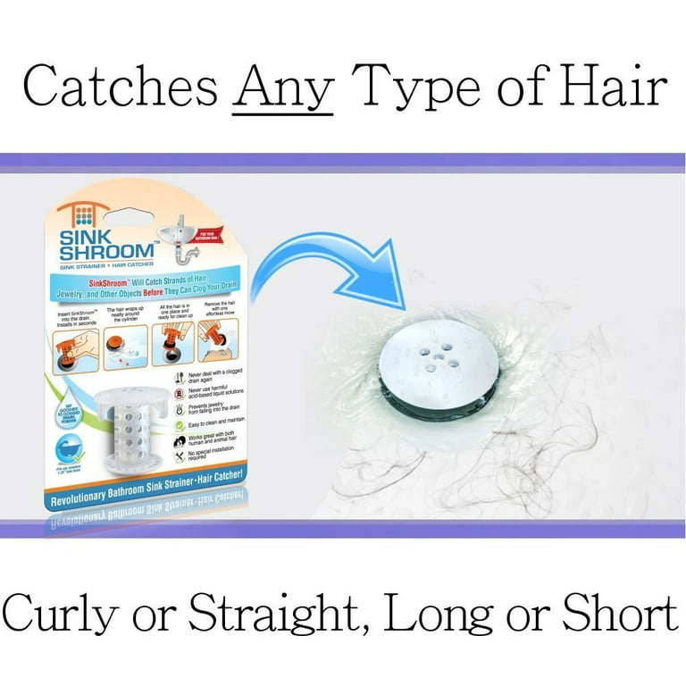 SinkShroom Revolutionary Bathroom Sink Drain Protector Hair Catcher,  Strainer, Snare, Nickel Edition