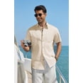 thumbnail image 5 of COOFANDY Mens Cotton Short Sleeve Button Down Shirts Casual Summer Collar Shirts Linen Men Cruise Resort Wear, 5 of 6