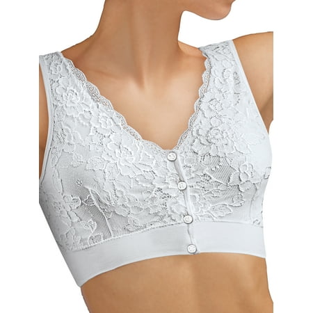 

Seamless White Lace Smooth Stretch Easy Close Snap Bra