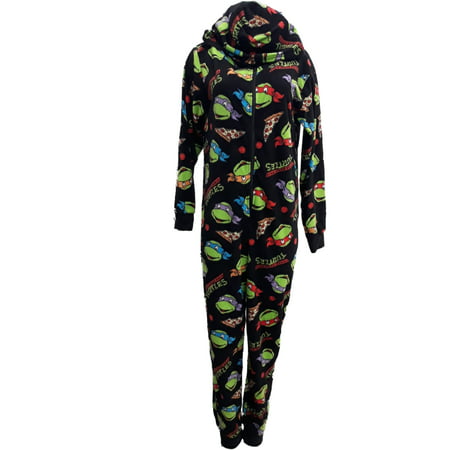 Womens TMNT Ninja Turtles Union Suit Pizza Blanket Sleeper Pajama Large