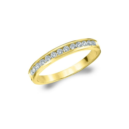 Cttw Diamond Wedding Band - 0.25 CTTW Diamond Wedding Band, Yellow Gold Diamond Anniversary Ring