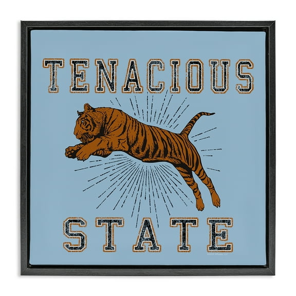 Stupell Industries Tenacious Tiger State Animals Painting Black Floater Framed Canvas Art Print Wall Art, 18 x 18