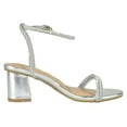 thumbnail image 3 of Top Moda Shoes Women Block Short Heels Open Toe Ankle Strap Bling Rhinestone CITY-1 Silver Metallic 10, 3 of 3