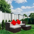 thumbnail image 4 of TOPCHANCES Outdoor Patio Furniture Sets 3 Piece Sectional Conversation Wicker Sofa Set with Soft Pillows, Outdoor Sectional Sofa for Garden, Balcony, Backyard, 4 of 13
