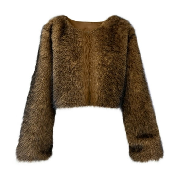 Pounoo Women's Cardigan Cropped Fuzzy Fleece Long Sleeve Coat Soft Comfort Thick Jackets Open Front Winter Clothing for Women Gift