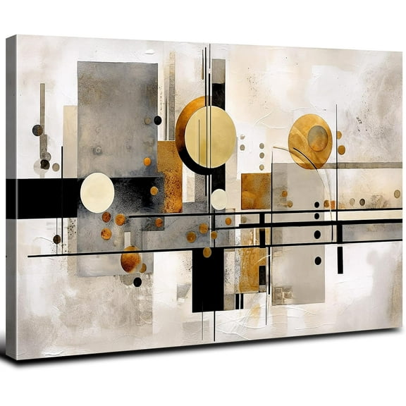 Abstract Canvas Wall Art for Living Room Bedroom Office Neutral Picture Grey Wall Decor Poster Prints Watercolor Geometric Paintings Gray and Black Modern Artwork Home Decorations