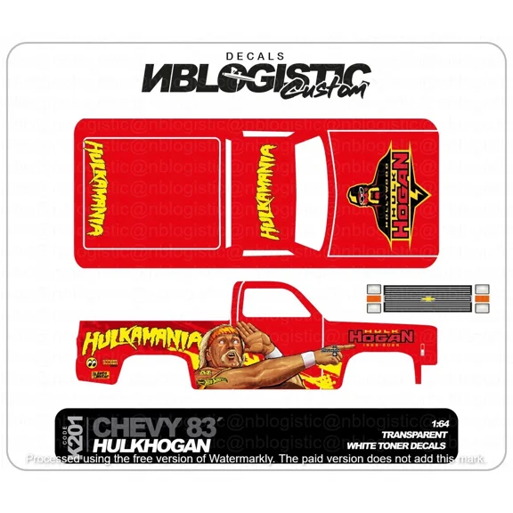 '83 CHEVY SILVERADO Custom WaterSlide Decal for hot wheels 1/64 a1