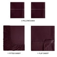 thumbnail image 3 of MALLONI HOME King Sheet Set - Cotton Rich Bedding Sets King, 4 Piece Deep Pocket King Size Bedding Sets - Ultra Soft, Wrinkle Resistant, Quick Dry, Easy Care King Sheets - Burgundy, 3 of 6