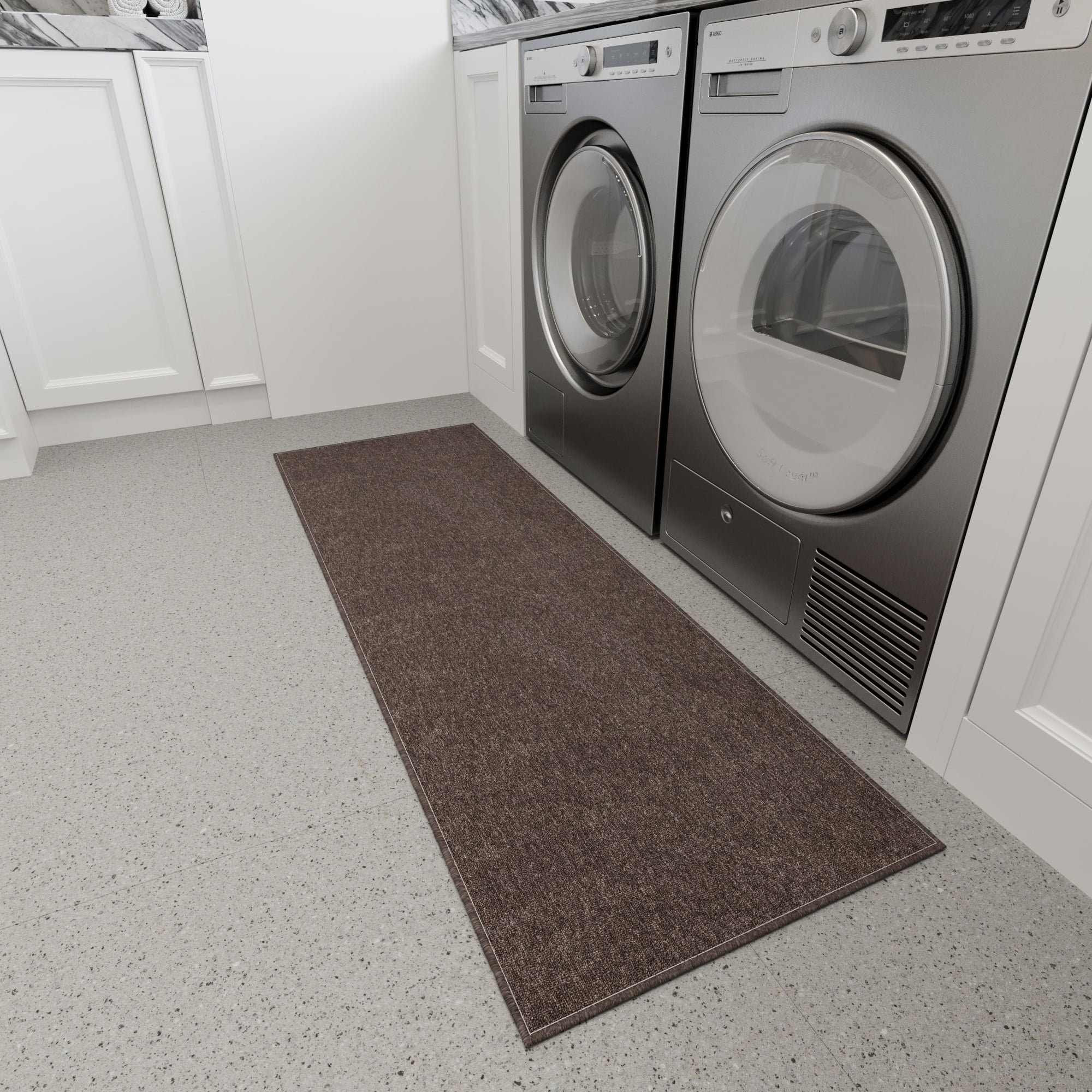 Ottomanson Non-Slip Hallway Runner Rug 20" x 59" Stain-Resistant Low Pile Carpet for Kitchen, Brown